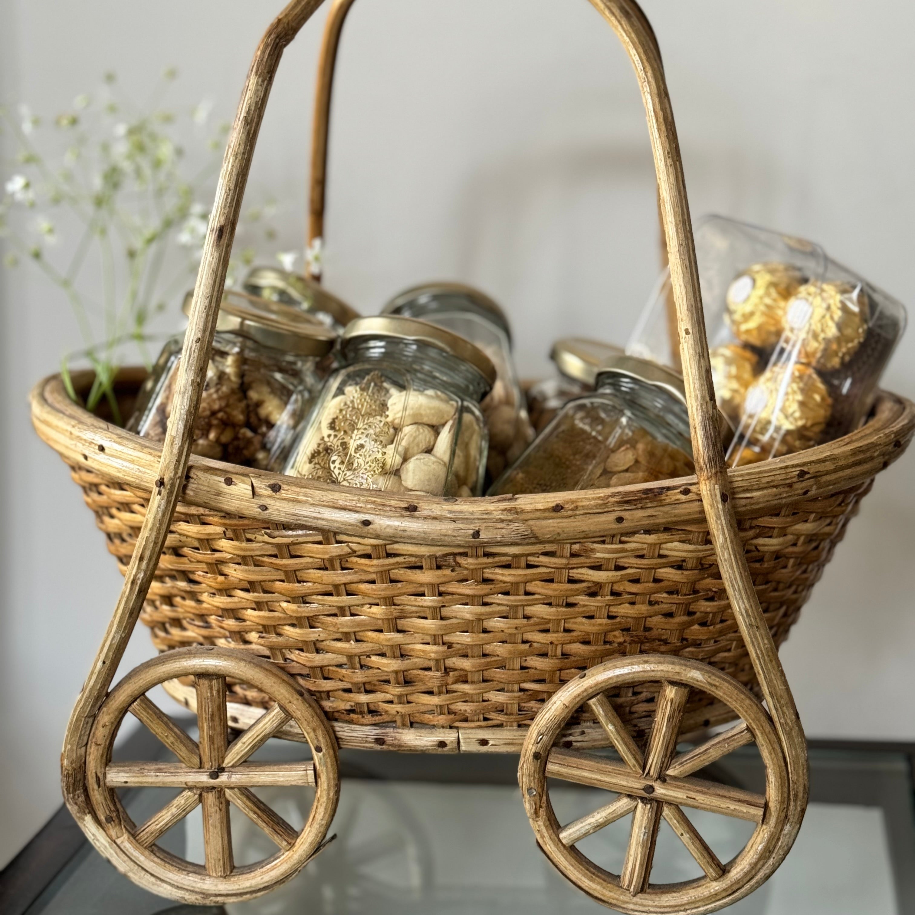 CANE BASKET ON WHEELS