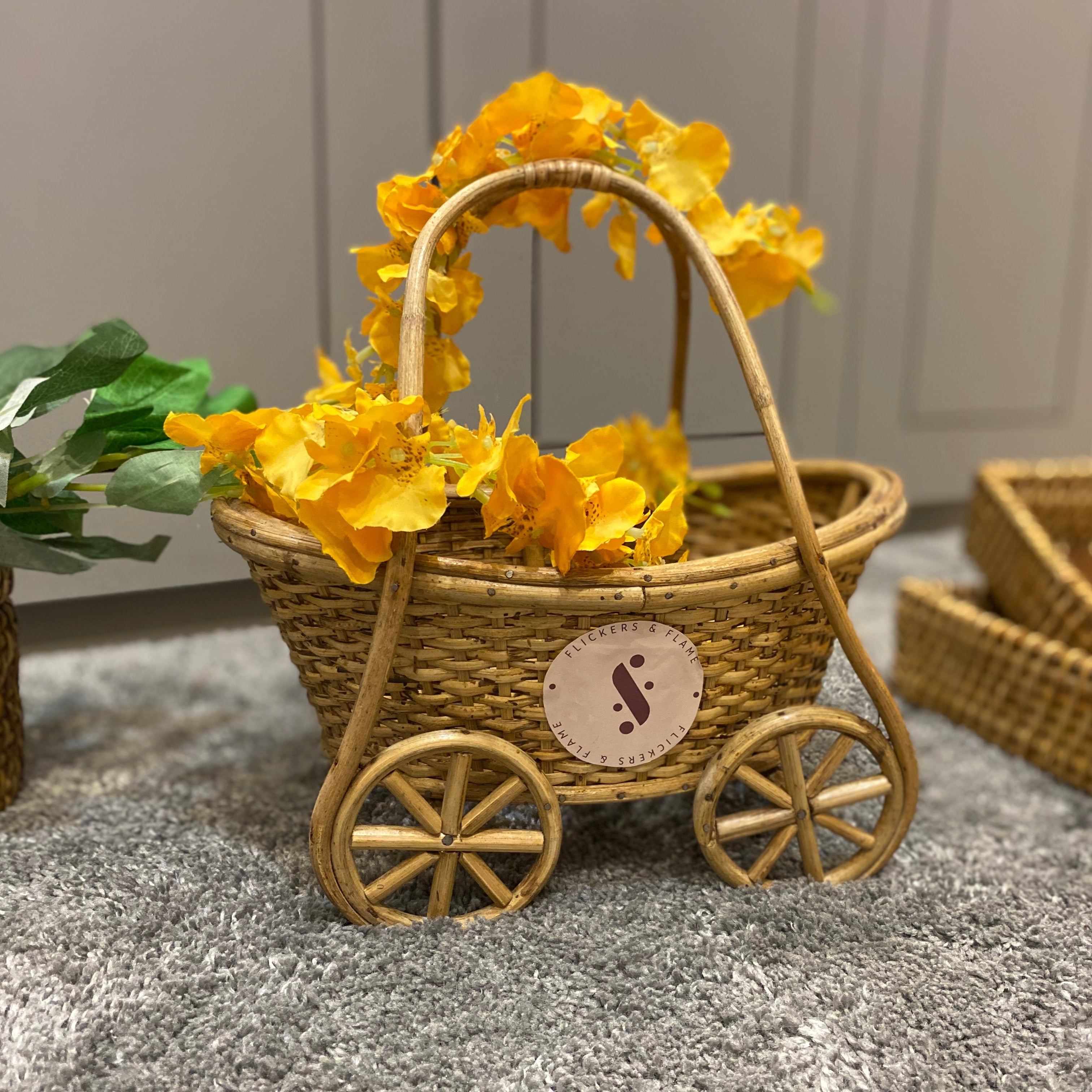 CANE BASKET ON WHEELS