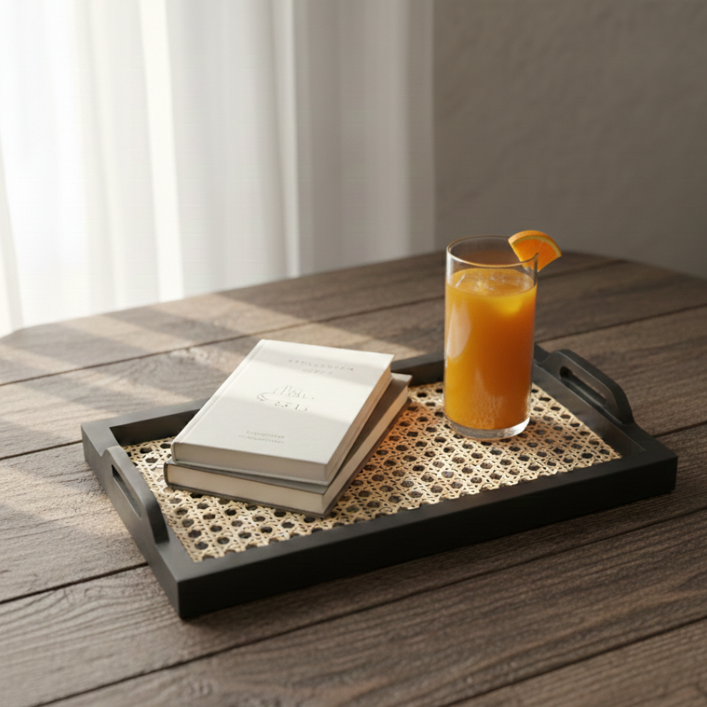 AMORE RATTAN TRAY (CHARCOAL)