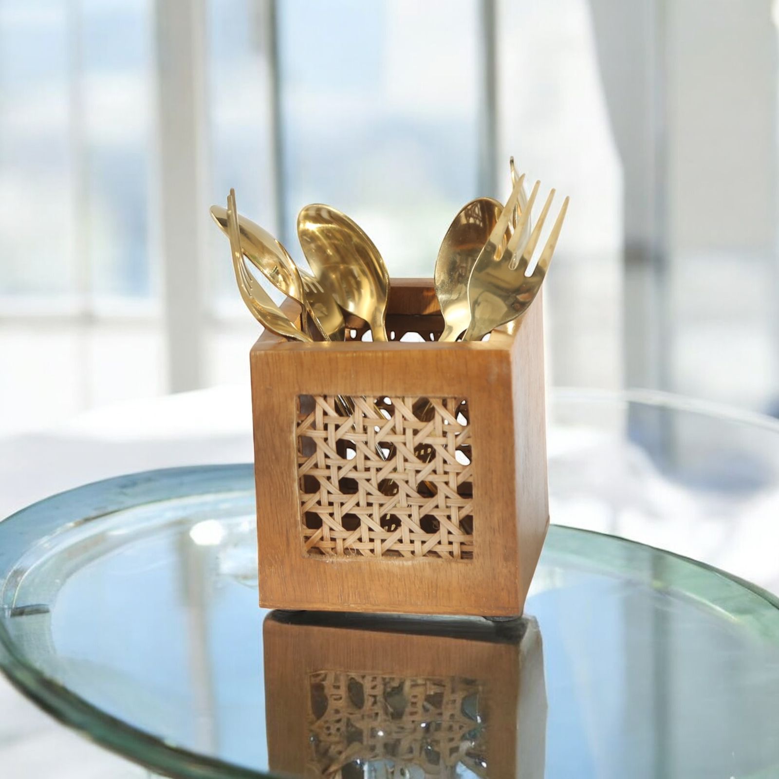 RATTAN CUTLERY HOLDER