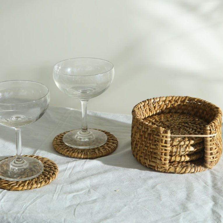 CANE COASTERS SET