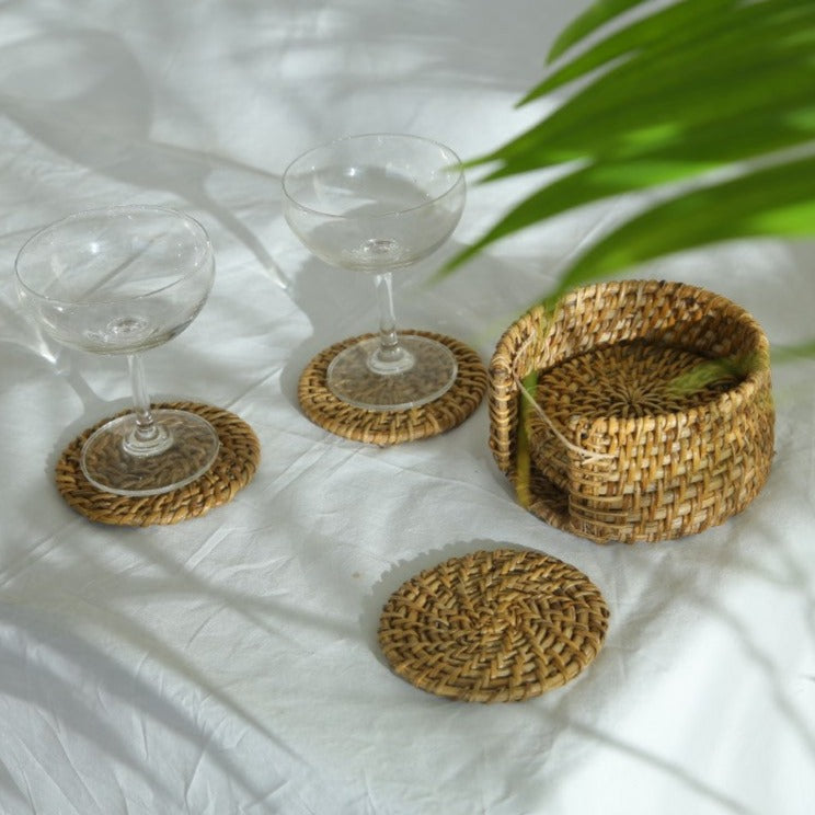 CANE COASTERS SET