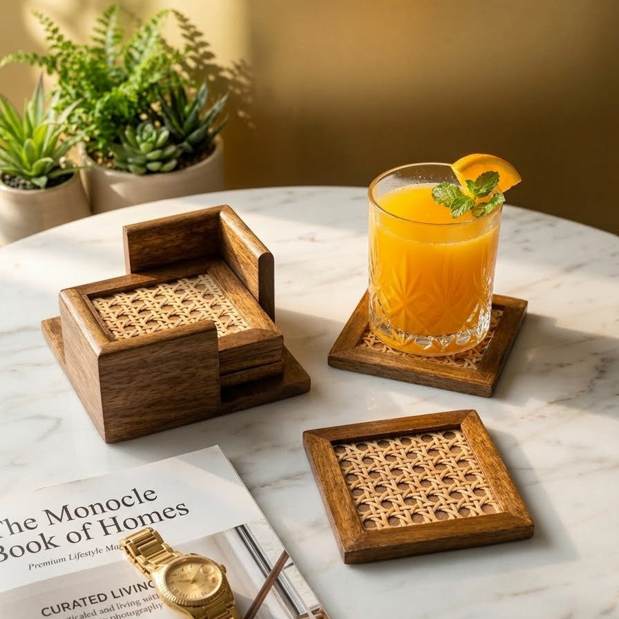 AURELIA RATTAN COASTERS