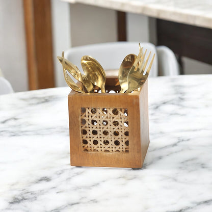 RATTAN CUTLERY HOLDER