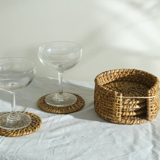 CANE COASTERS SET